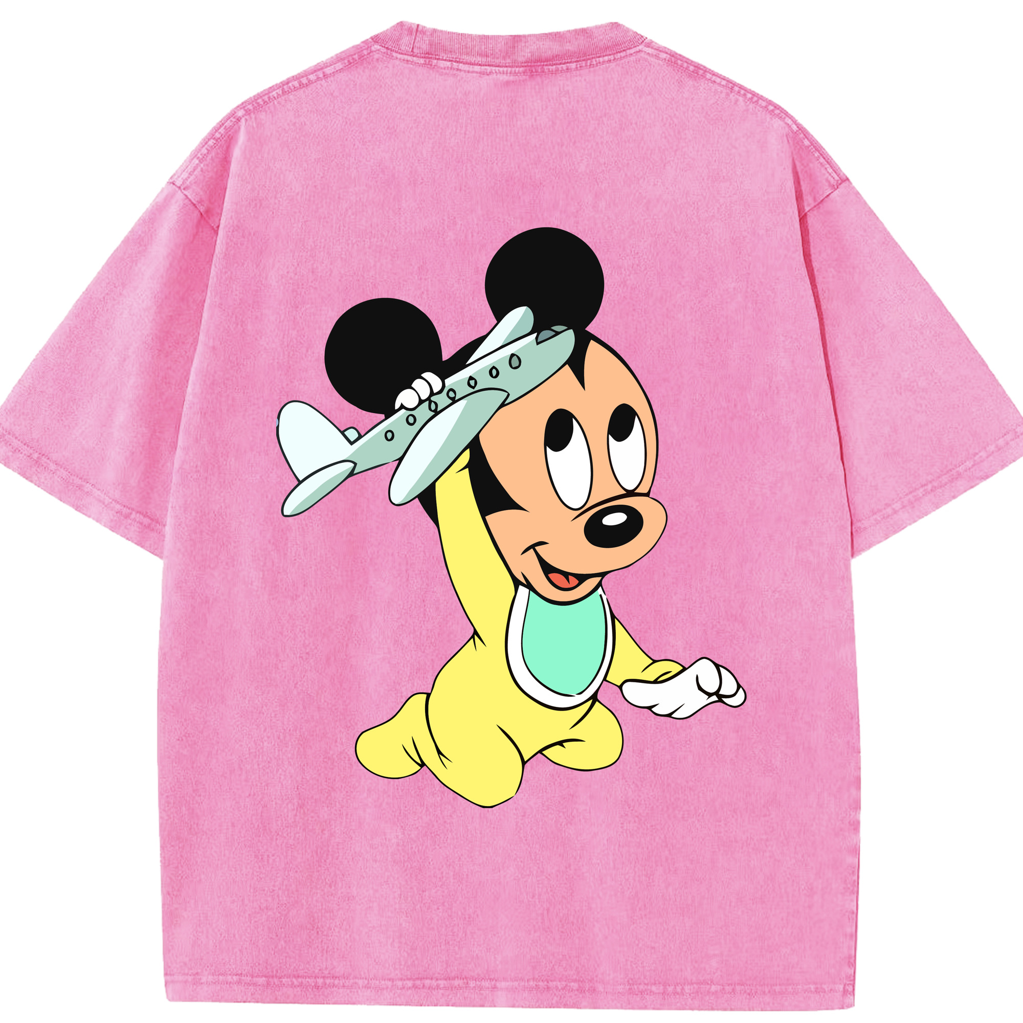 （画像用） ミッキーマウス Mickey Mouse 綿100% ヴィンテージ風 半袖Tシャツ（背面プリント）